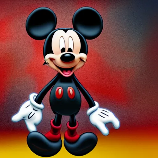 Image similar to mickey mouse the grim reaper, the symbol of death and horror, mickey mouse looking deadly 8 k