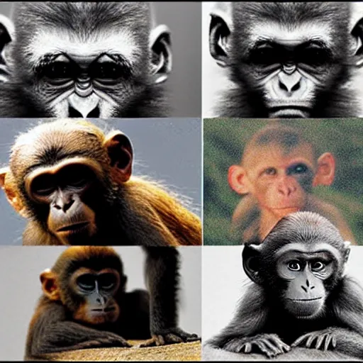 Image similar to evolution from monkey to man, 4 pictures,