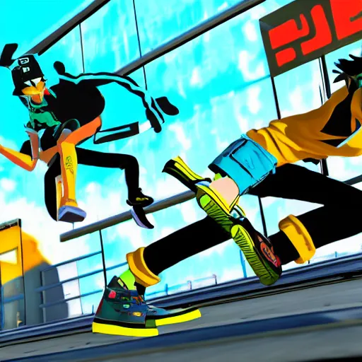 Image similar to jet set radio sequel screenshot, ps 5, cel - shading, unreal engine 5, 2 0 2 2