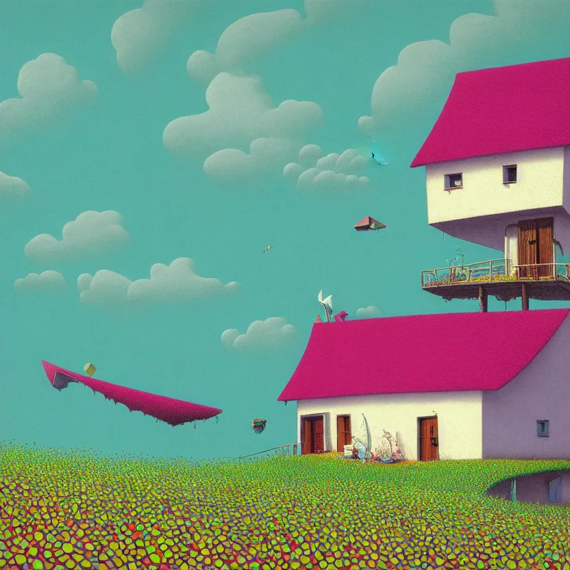 Prompt: house by calatrava, white sea cloud, summer morning, very coherent and colorful high contrast, art by! gediminas pranckevicius! geof darrow, pastel color, volumetric lighting, cinematic, floralpunk screen printing woodblock, dark shadows, hard lighting, stippling art