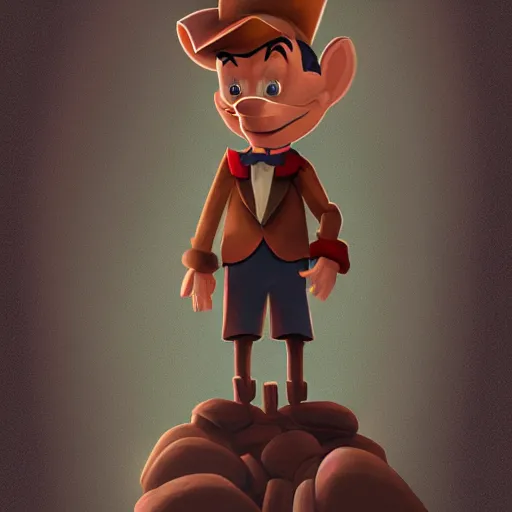 Image similar to Jerome Powell as Pinocchio, digital art, artstation