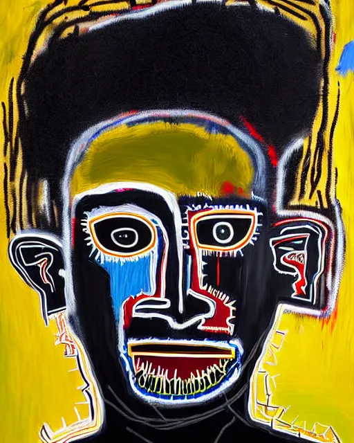 Image similar to A extremely ultra highly detailed majestic hi-res beautiful immaculate head and shoulders award winning painting stunning masterpiece of the face of a ultra highly detailed black African voodoo mask portrait by Jean-Michel Basquiat, 8k, high textures, ultra hyper sharp, insanely detailed and intricate, super detailed, 8k HDR ultra high quality, high detail, hyperrealist, photorealistic, octane render, cinematic, high textures, hyper sharp, 4k insanely detailed and intricate, surrealism, surrealist, real life, lifelike, 8k, hyper realistic, super detailed, realistic, 4k HDR hyper realistic high