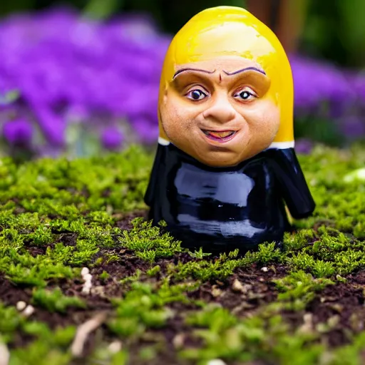 Prompt: A high-quality photo of Sajid Javid as a mean garden ((gnome)), glazed, glossy, m.zuiko 75mm, f 1.8, 1/400, RAW, unedited, 8K, high quality,