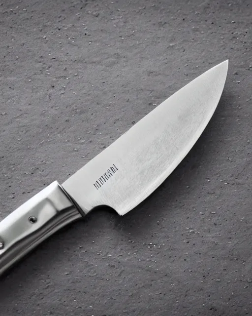 Prompt: A stainless steel knife, highly detailed, bokeh, 90mm, f/1.4