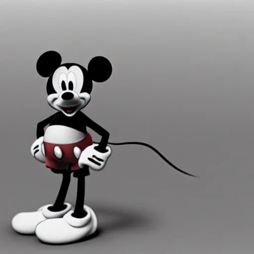 Prompt: Mickey Mouse the destroyer of worlds, photorealistic, film still, desolate