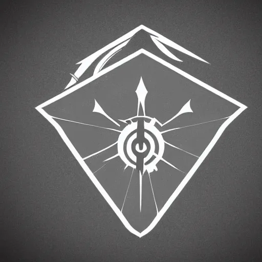 Prompt: hyper minimalist post apocalyptic insignia logo of a future utopian faction, ruled by dragons, designed by dragons, elegant clean lines, sci fi flag, original, sci fi utopian kingdom