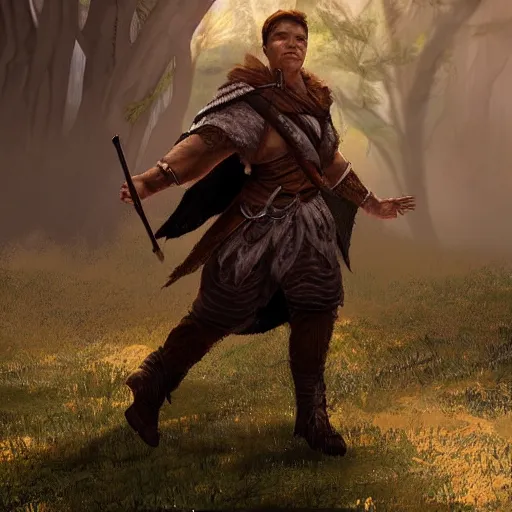 Prompt: dnd druid that looks like matt damon in last duel. concept art, fantasy, volumetric lighting, digital art