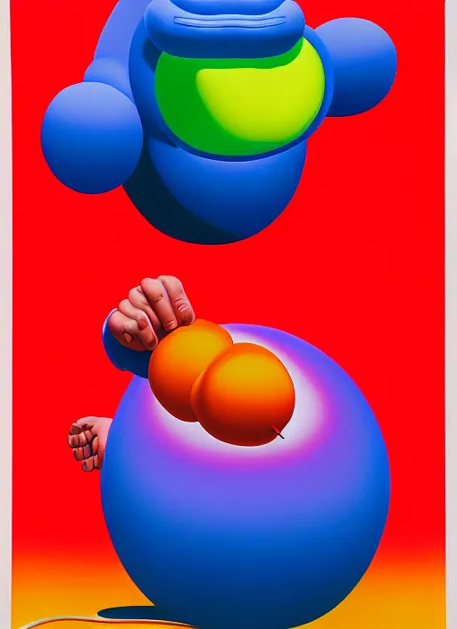 Prompt: inflated devil by shusei nagaoka, kaws, david rudnick, airbrush on canvas, pastell colours, cell shaded, 8 k