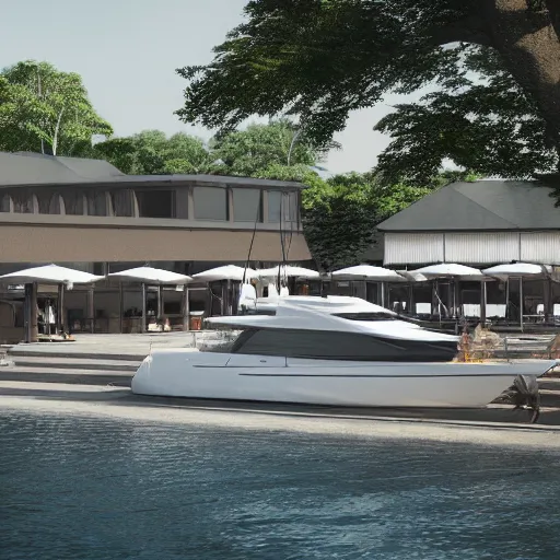 Image similar to yachting club, concept art, octane render