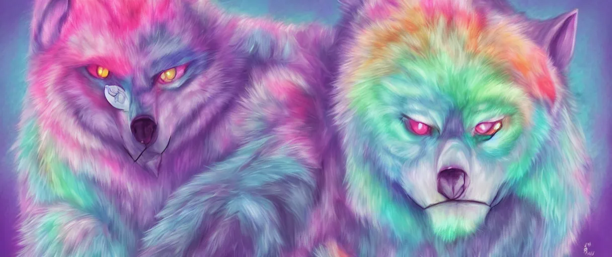 Prompt: kawaii pastel werewolf, digital art, pastel, colorful,