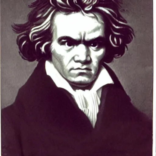 Image similar to a school book photo of beethoven staring.