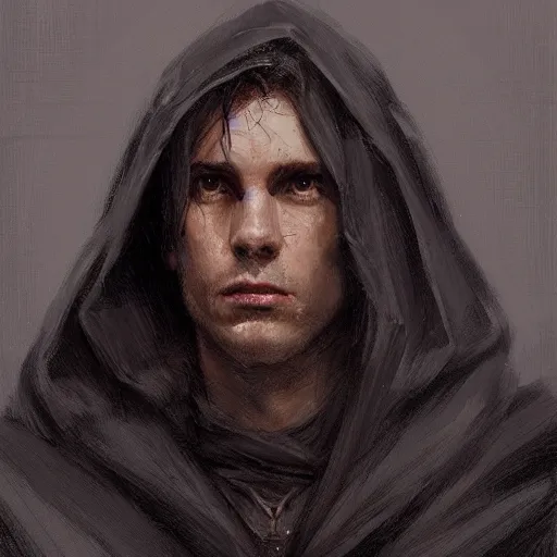 Image similar to portrait of a man by greg rutkowski, british features, messy black long hair, black robes, star wars expanded universe, he is about 2 0 years old, wearing jedi robes, highly detailed portrait, digital painting, artstation, concept art, smooth, sharp foccus ilustration, artstation hq