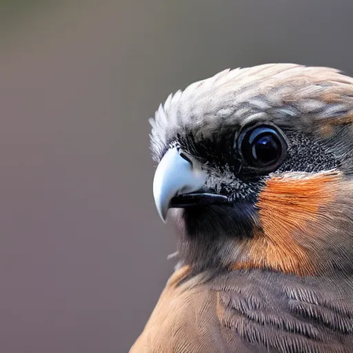 Image similar to extremely detailed cartoon bird looking directly into camera