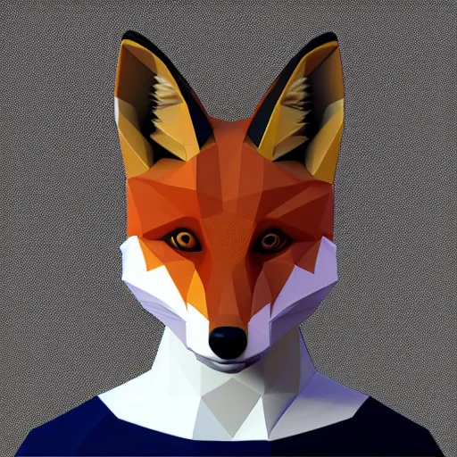 Prompt: a fox as a low poly count portrait