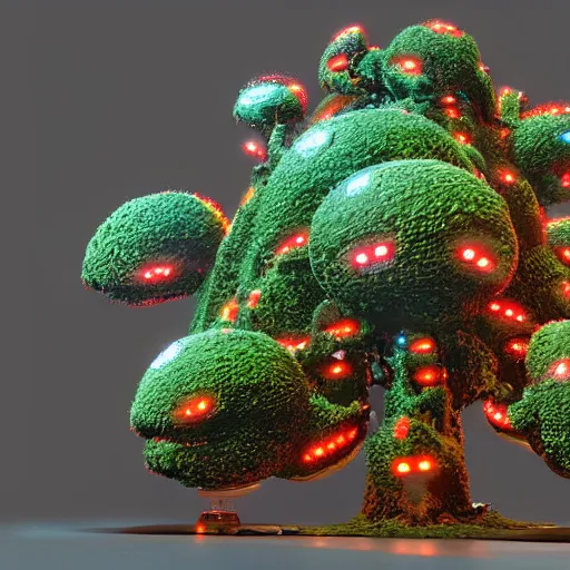 Image similar to hyperdetailed led tree mech by michael Whelan and peter andrew jones, oddly satisfying cinema 4d render