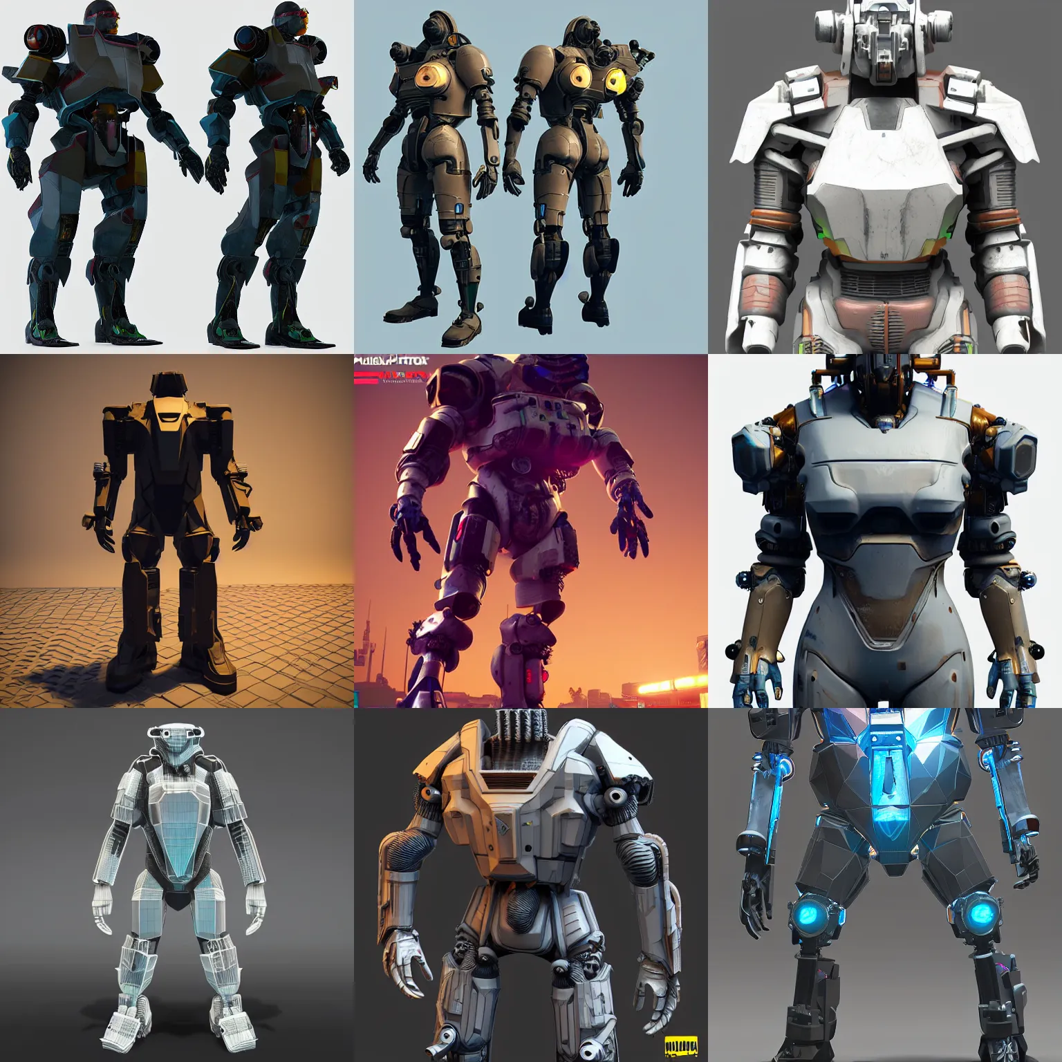 Prompt: detailed low poly 3d model of biopunk power armor in cyberpunk 2077