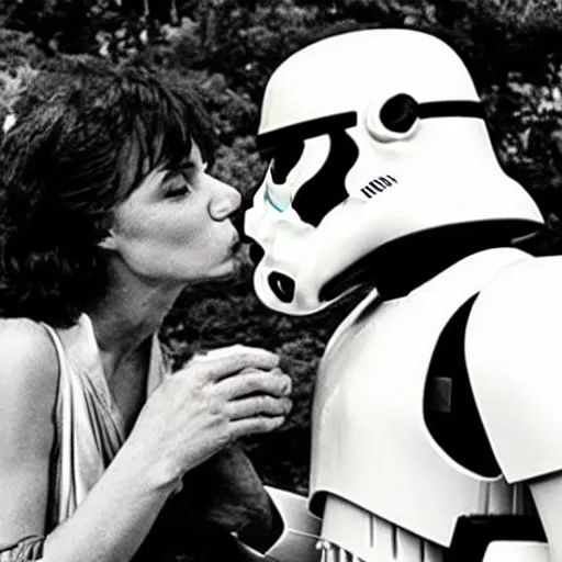 Image similar to walter white kissing a stormtrooper 1980 photo