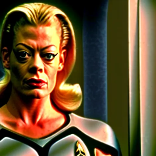 Prompt: Seven of Nine from Star Trek: Voyager played by a horse