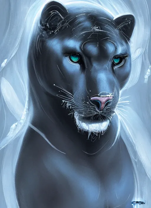 Prompt: aesthetic portrait commission of a of a male anthro panther made of soap bubbles, winter atmosphere, by otto marseus van schriek rachel ruyschwith a tail and a beautiful attractive hyperdetailed face. character design by charlie bowater, ross tran, artgerm, detailed, inked, award winning film poster painting