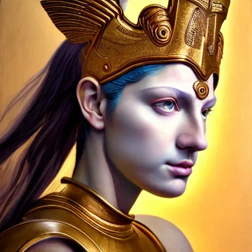 Image similar to hyperrealistic mixed media painting of beautiful goddess Athena, stunning 3d render inspired art by P. Craig Russell and Barry Windsor-Smith, perfect facial symmetry, dim volumetric lighting, full full full full face face face face face 8k octane beautifully detailed render, headpiece headpiece headpiece, post-processing, portrait, extremely hyper-detailed, intricate, epic composition, brown brown brown eyes eyes eyes eyes, realistic realistic realistic eyes, cinematic lighting, masterpiece, trending on artstation, detailed detailed detailed, masterpiece, stunning