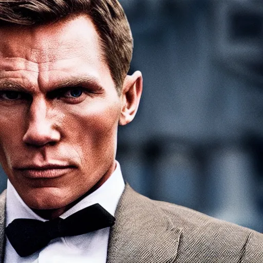 Image similar to Live Action Still of Jerma985 in James Bond, real life, hyperrealistic, ultra realistic, realistic, highly detailed, epic, HD quality, 8k resolution, body and headshot, film still