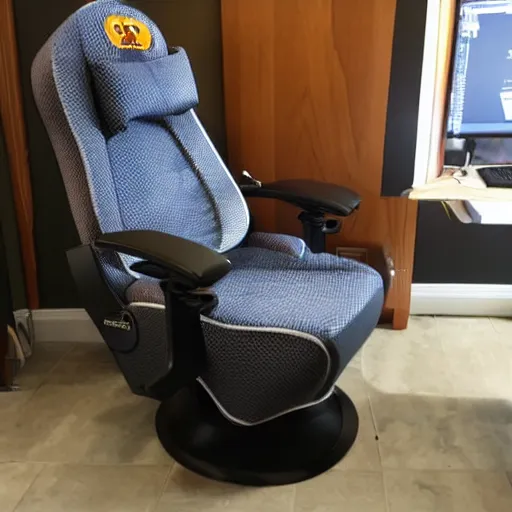 Image similar to gaming chair with seat replaced by a toilet