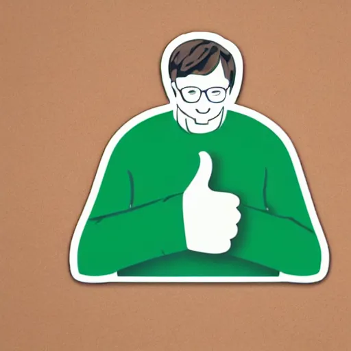 Image similar to sticker illustration of bill gates with thumbs up