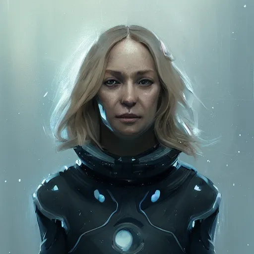 Prompt: portrait of a woman by greg rutkowski, she is about 3 0 years old, pretty, blond hair with two strans around her face, crying, helplessness and denial, she is wearing a futuristic space gear, highly detailed portrait, digital painting, artstation, concept art, smooth, sharp foccus ilustration, artstation hq.