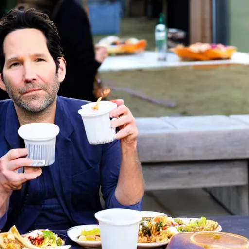 Image similar to paul rudd, eating tacos, award winning photo, tabloid, 8 k, trending