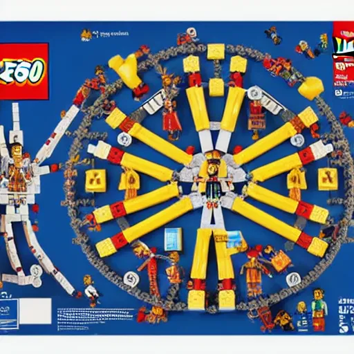 Prompt: the vitruvian man lego set