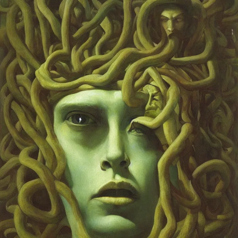 Image similar to portrait of Medusa, Edward Hopper and James Gilleard, Zdzislaw Beksinski, Steven Outram highly detailed