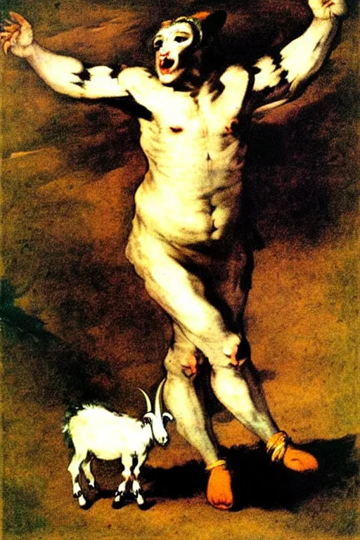 Image similar to dance of the goat man by francisco de goya