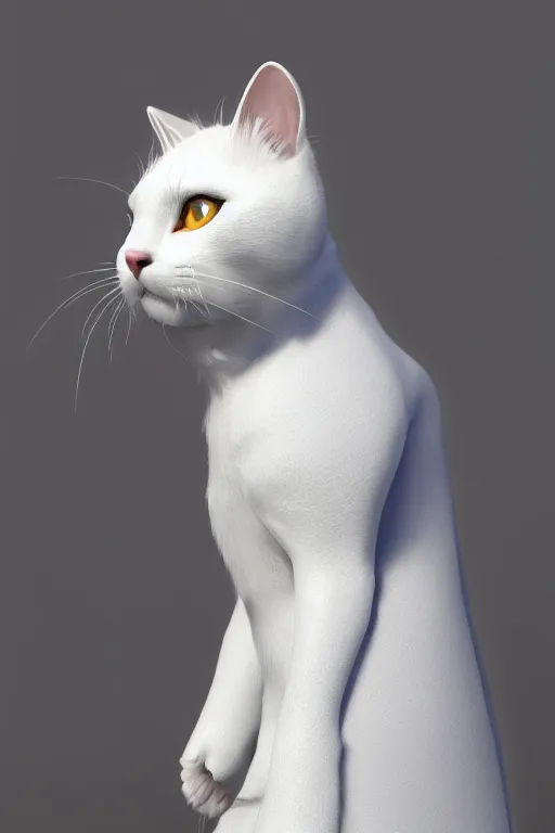 Image similar to a white cat wearing a formal overcoat, hyperrealistic, concept art, octane render, unreal engine 5, trending on DeviantArt, highly detailed, high quality, 8K, soft lighting, cute, natural lighting, realistic face, trending on Artstation, elegant clothes, profile picture, path traced