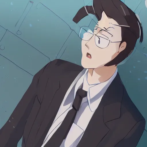 Image similar to a duck wearing a business suit, illustration concept art anime key visual trending pixiv fanbox by wlop and greg rutkowski and makoto shinkai and studio ghibli and kyoto animation symmetrical facial features