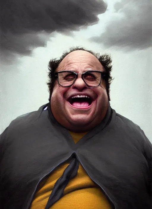 Image similar to Portrait of Fat Danny Devito with his belly sticking out as The Wolverine (2013), Hes screaming at the rain in the middle of the night road, realistic, detailed, 4k by Greg Rutkowski Mark Arian trending on artstation