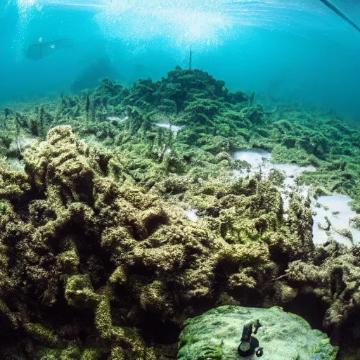 Prompt: underwater spacecraft in seaweed forest