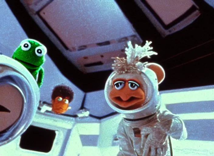 Image similar to scene from the 1968 science fiction film Muppet 2001: A Space Odyssey