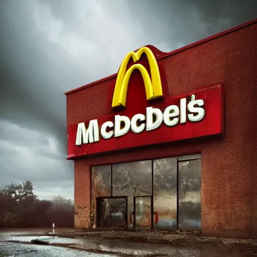 Prompt: michal karcz painting of an abandoned mcdonalds. , horror theme, detailed, elegant, intricate, 4k,