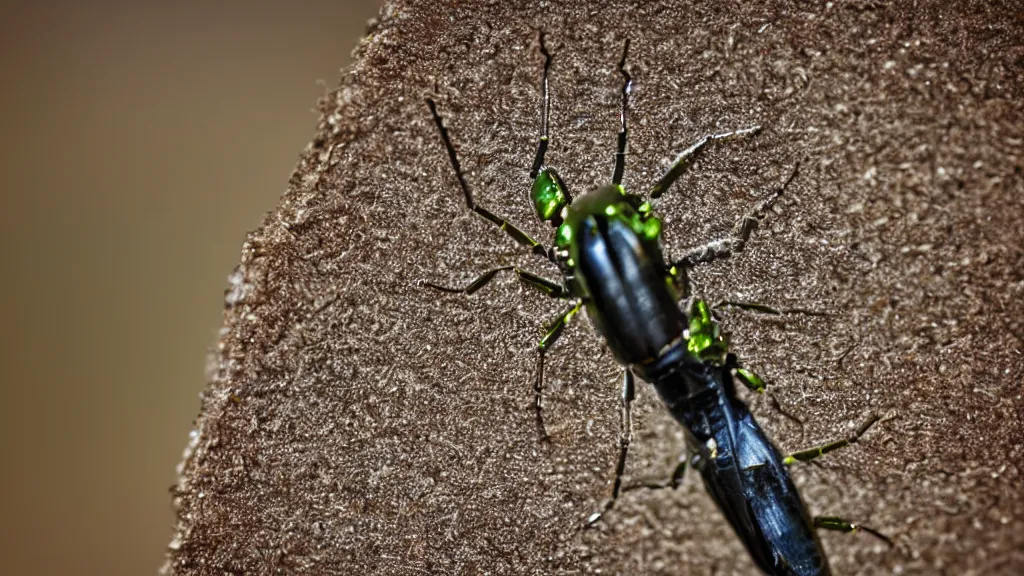 Prompt: a zoom on electronic bug depth of field 1 0 0 mm