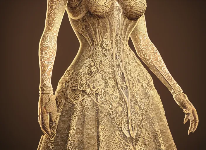 Image similar to detailed full body concept art of a beautiful lady in intricate clothing, cinematic lighting, hyperdetailed, 8k, high resolution, insanely detailed and intricate, octane render