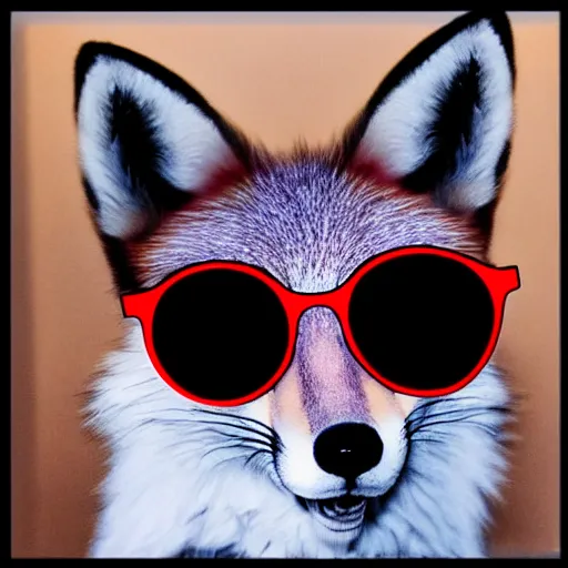 Prompt: vaporware fox wearing sunglasses