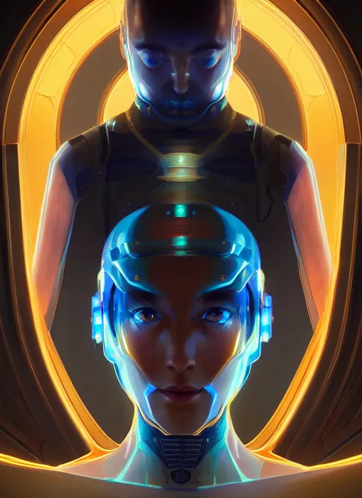 Image similar to symmetry!! portrait of mario, sci - fi, tech wear, glowing lights!! intricate, elegant, highly detailed, digital painting, artstation, concept art, smooth, sharp focus, illustration, art by artgerm and greg rutkowski and alphonse mucha