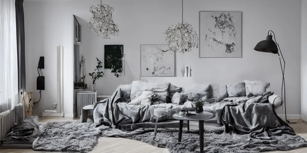 Image similar to a nordic interior design at the camera 8 k