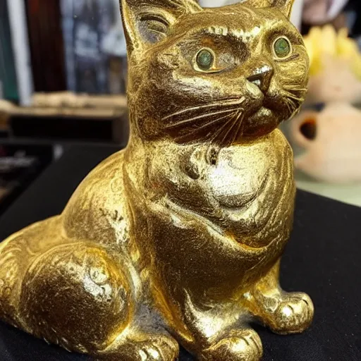 Image similar to an ancient gold cat statue