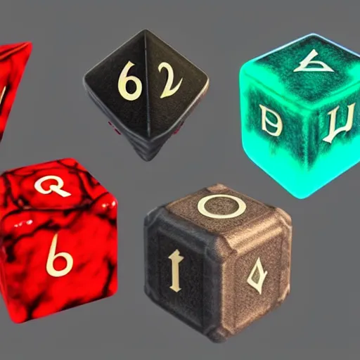 Prompt: a set of dnd dice made out of lava, unreal engine, path tracing, artstation