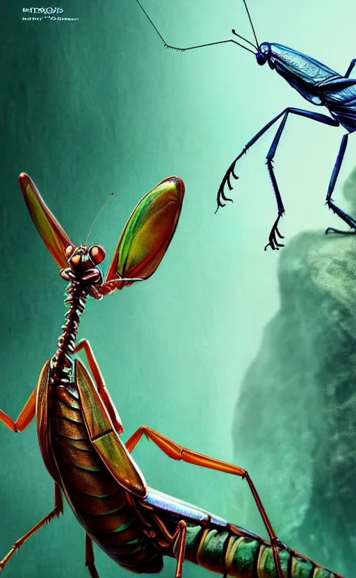 Image similar to exquisite imaginative creature poster art, like a bug, like a mantis, movie art, by lucusfilm, weta studio, 8 k, denoised, music poster