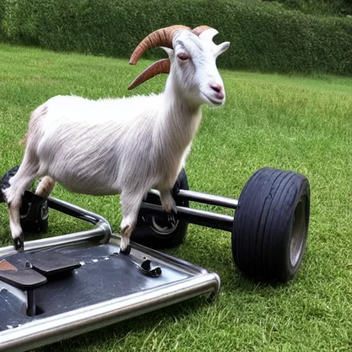 Prompt: a goat cart go kart