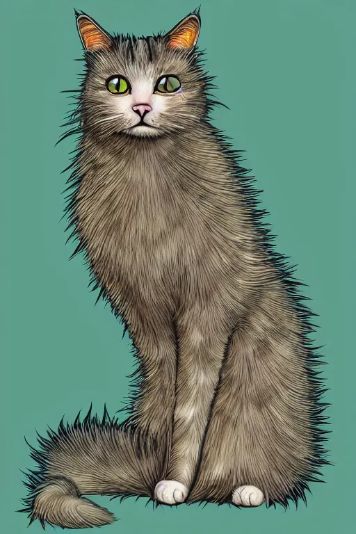 Prompt: a cat thistle hybrid, highly detailed, digital art, sharp focus, trending on art station, plant, anime art style