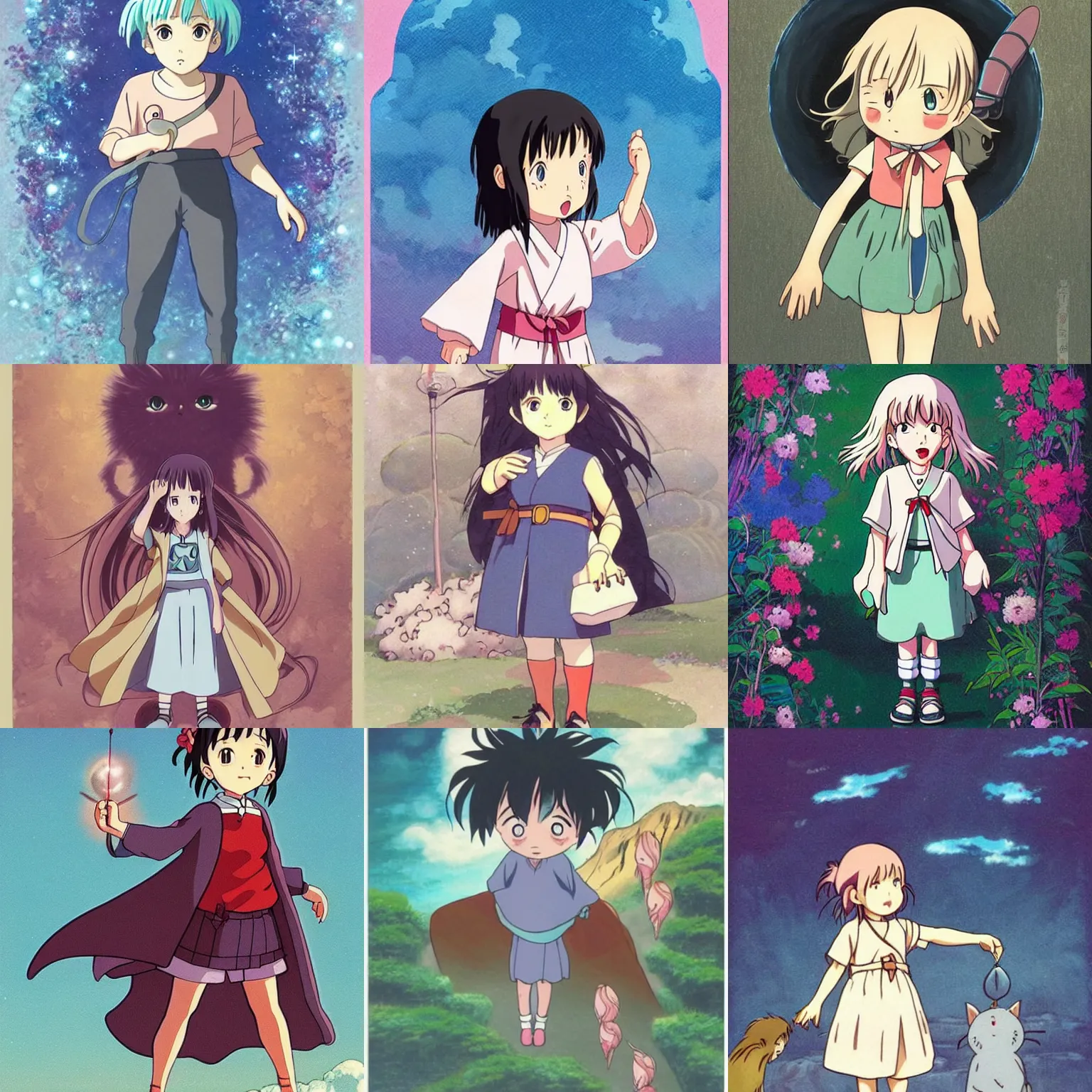 Prompt: little girl with magical powers, character art, anime art, art by studio ghibli!!!!!!!!!!!!!!!!!!!