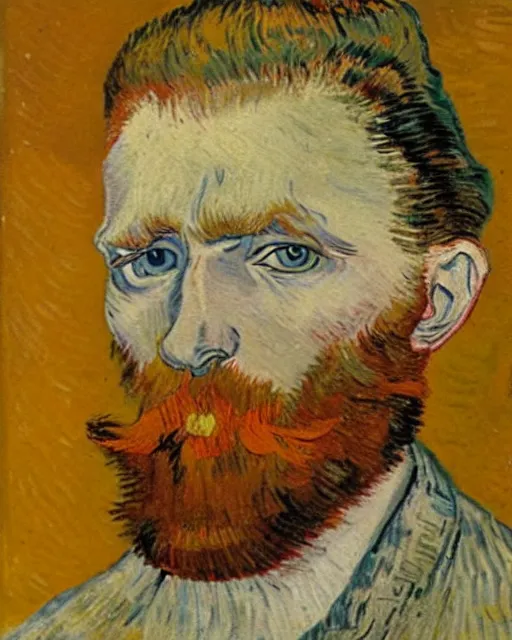 Image similar to An oil painting of a red headed man in his thirties, short beard, trimmed hair, by van gogh, very detailed